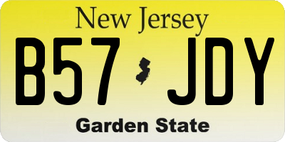 NJ license plate B57JDY