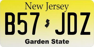 NJ license plate B57JDZ