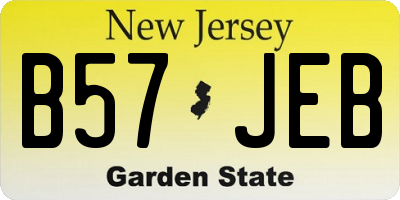 NJ license plate B57JEB