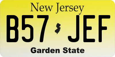 NJ license plate B57JEF