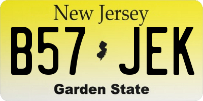 NJ license plate B57JEK
