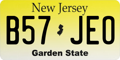NJ license plate B57JEO