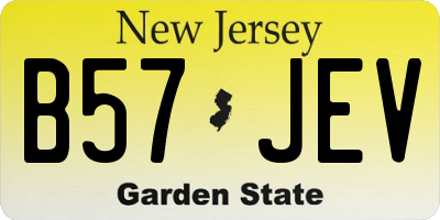 NJ license plate B57JEV