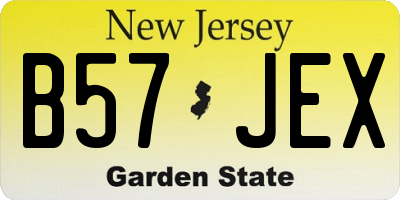 NJ license plate B57JEX