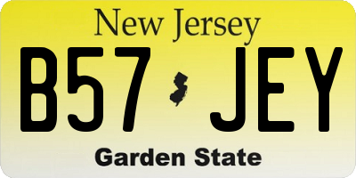 NJ license plate B57JEY