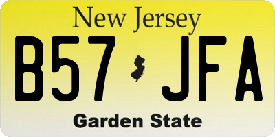 NJ license plate B57JFA