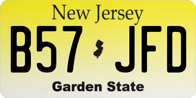 NJ license plate B57JFD