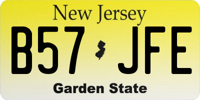 NJ license plate B57JFE