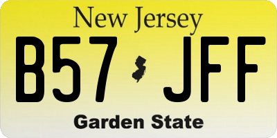 NJ license plate B57JFF
