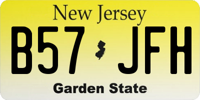NJ license plate B57JFH