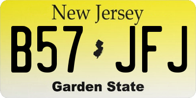 NJ license plate B57JFJ