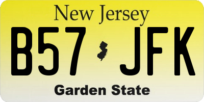 NJ license plate B57JFK