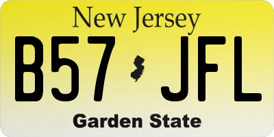 NJ license plate B57JFL