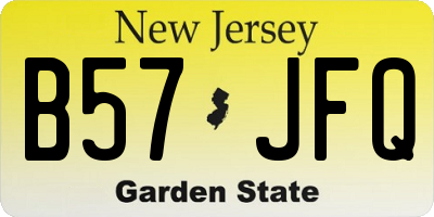 NJ license plate B57JFQ