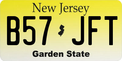 NJ license plate B57JFT