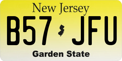 NJ license plate B57JFU