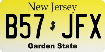 NJ license plate B57JFX