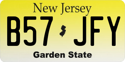 NJ license plate B57JFY