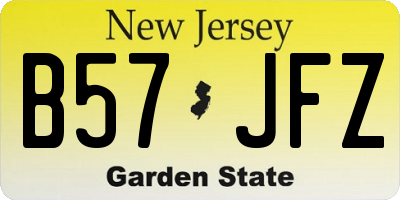 NJ license plate B57JFZ