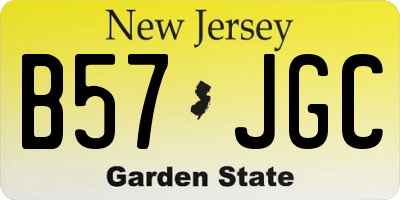 NJ license plate B57JGC