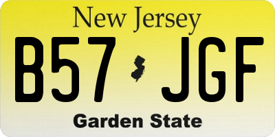 NJ license plate B57JGF