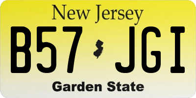 NJ license plate B57JGI
