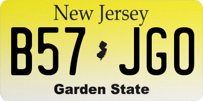 NJ license plate B57JGO