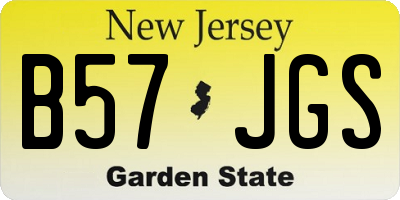 NJ license plate B57JGS