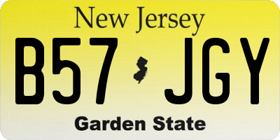NJ license plate B57JGY