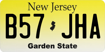 NJ license plate B57JHA