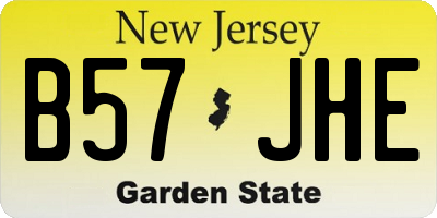 NJ license plate B57JHE