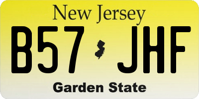 NJ license plate B57JHF