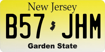 NJ license plate B57JHM