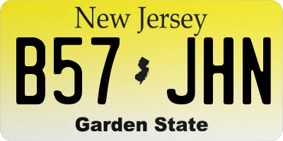 NJ license plate B57JHN