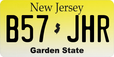 NJ license plate B57JHR