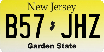 NJ license plate B57JHZ