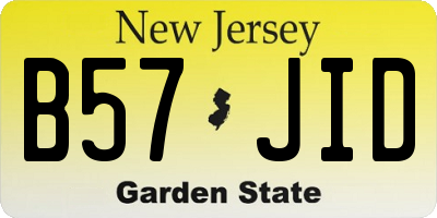 NJ license plate B57JID