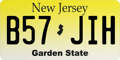 NJ license plate B57JIH