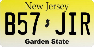 NJ license plate B57JIR