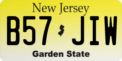 NJ license plate B57JIW