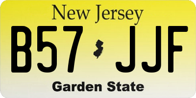 NJ license plate B57JJF