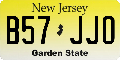 NJ license plate B57JJO