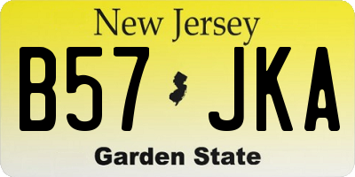 NJ license plate B57JKA
