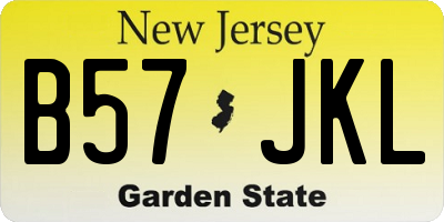 NJ license plate B57JKL