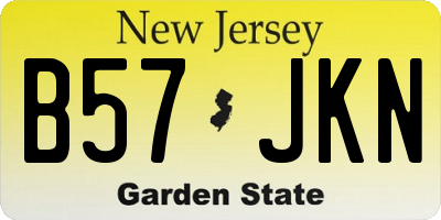NJ license plate B57JKN