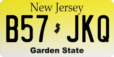 NJ license plate B57JKQ