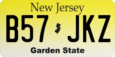NJ license plate B57JKZ