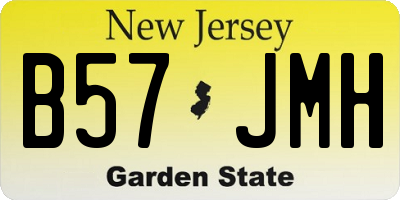 NJ license plate B57JMH