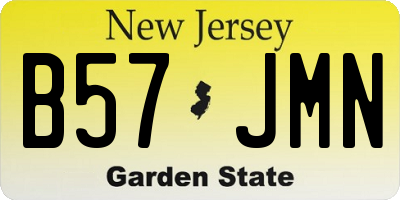 NJ license plate B57JMN