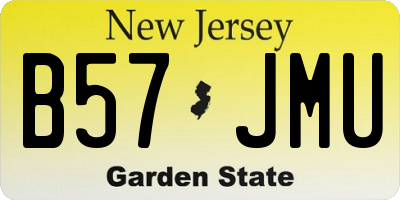 NJ license plate B57JMU
